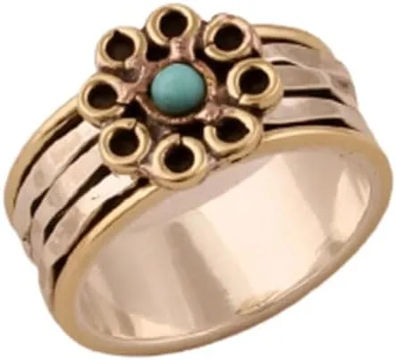 Anillo de plata 925, hecho a mano para mujer, anillo giratorio de declaración, anillo giratorio antiestrés, anillo minimalista de plata, anillo