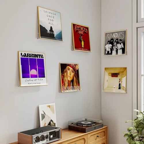 Miniatura 4 de Laurensory Estante para Discos de Vinilo de Montaje en Pared, Soporte Expositor de Álbumes de Acrílico Transparente de 12 Pulgadas, Estantes