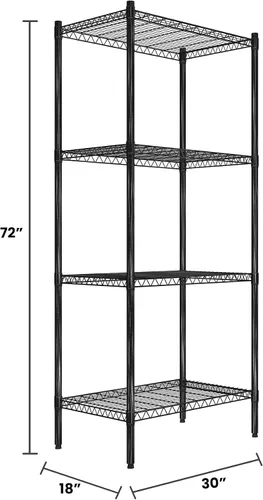 Miniatura 2 de Quantum Storage Systems RWR72-1830LDBK Estantería de Alambre Ajustable Negra con Epoxy 4 Estantes 72" H x 30" W x 18" D