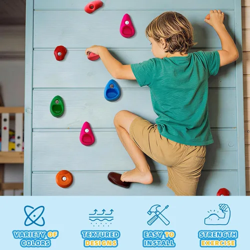 Miniatura 4 de 32 piezas de pared de escalada en roca para niños, soportes de escalada de pared de roca, kits de agarre de pared para escalada de adultos con 32