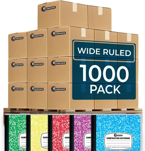Miniatura 10 de Rosmonde Paquete de 5 cuadernos de composición con rayas anchas, 200 páginas (100 hojas), 9-3/4 x 7-1/2, cuadernos para el trabajo, suministros