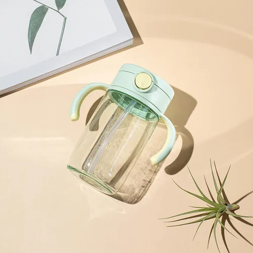 Miniatura 4 de Vaso para beber con popote de silicona y asas extraíbles, 10 onzas, fácil agarre para bebés y niños pequeños Honeydew