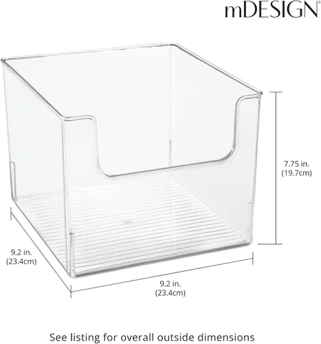 Miniatura 4 de mDesign Juego de 4 bandejas de almacenamiento de cocina abiertas para almacenamiento de alimentos de plástico, ideal para armarios de cocina o como