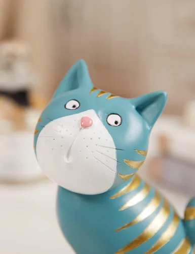 Miniatura 8 de SEINHIJO Estatua de gato, escultura de animal, decoración moderna, arte de regalo para el hogar, dormitorio, sala de estar, poliresina, azul, 6.0