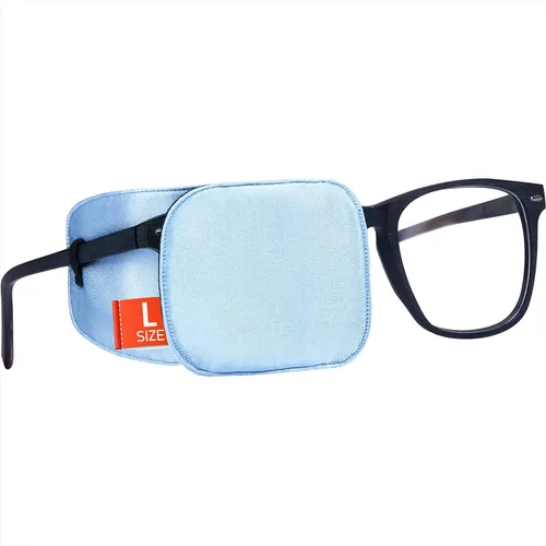 Miniatura 20 de Astropic Parche Grande de Seda para Ojos para Adultos y Niños con Gafas para Cubrir Cualquier Ojo (Grande, Caqui)