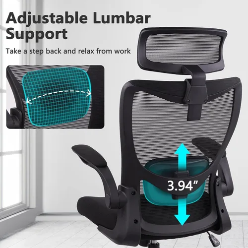 Miniatura 4 de CLATINA Silla de oficina ergonómica de malla resistente de 400 libras, silla de escritorio grande y alta con soporte lumbar ajustable