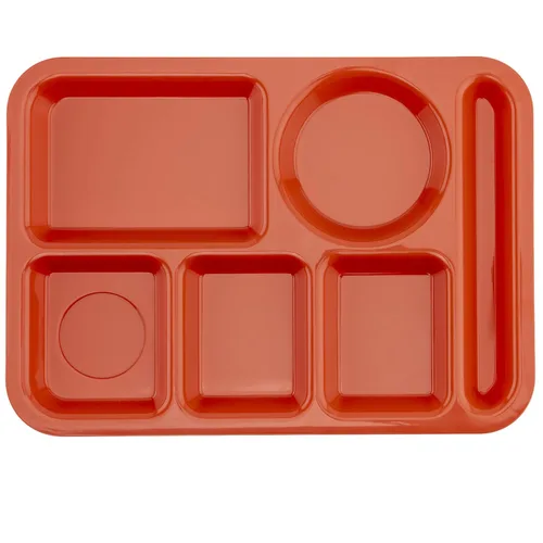 Miniatura 18 de G.E.T. Bandeja escolar para cafetería con 6 compartimentos, para zurdos, 10 x 14 pulgadas, verde bosque (paquete de 4)