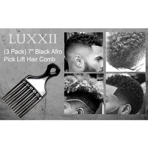 Miniatura 2 de (3 unidades) Peine de pelo negro Afro Pick Lift para desenredar peluca trenzada para hombre (3 unidades)