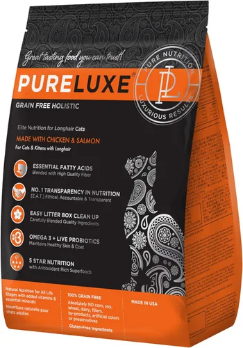 Miniatura 8 de PURELUXE Alimento para gatos sin granos y gluten, nutrición Elite para gatos adultos, pavo, para todas las etapas de la vida y razas, fabricado