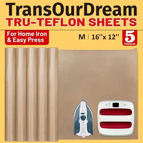 Miniatura 8 de TransOurDream Paquete de 3 Láminas de Teflón PTFE Tamaño S de 8.5 x 11" para Mini Prensa de Calor Alfombrilla Artesanal Resistente al Calor Papel