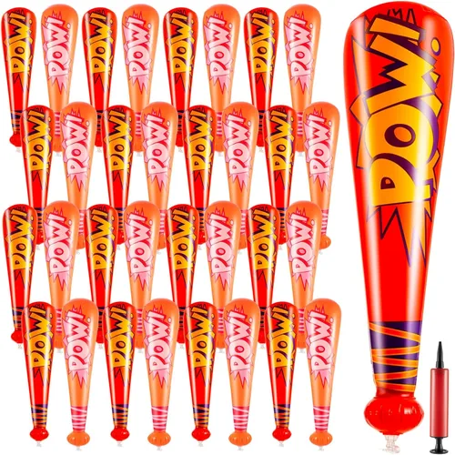 Miniatura 15 de Seematn 12 piezas de bates de béisbol inflables de 17 pulgadas, bates de béisbol inflables para niños, premios de juego de carnaval a granel