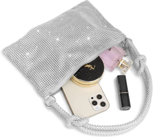 Miniatura 5 de Bolsos Hobo con diamantes de imitación para mujer, bolso de noche brillante con diamantes de imitación, bolso de mano de cristal brillante, bolso