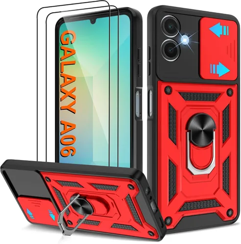 Miniatura 80 de ATUMP Funda para T-Mobile Revvl V Plus 5G con protector de pantalla HD con cubierta de cámara deslizante, soporte de anillo de rotación de 360° Negro