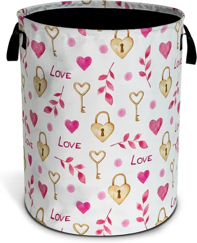 Miniatura 13 de Cesta de lavandería con diseño de corazón azul, divertida bolsa plegable de tela Oxford, cesta de almacenamiento de ropa, organizador para baño
