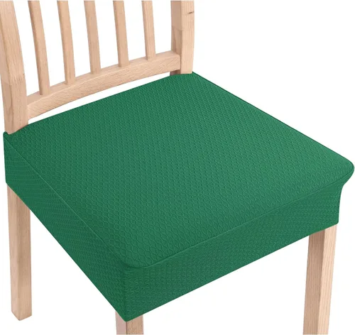 Miniatura 24 de Smiry Juego de 4 fundas de asiento elásticas de jacquard para sillas de comedor, extraíbles y lavables, sin fundas traseras, color gris pardo