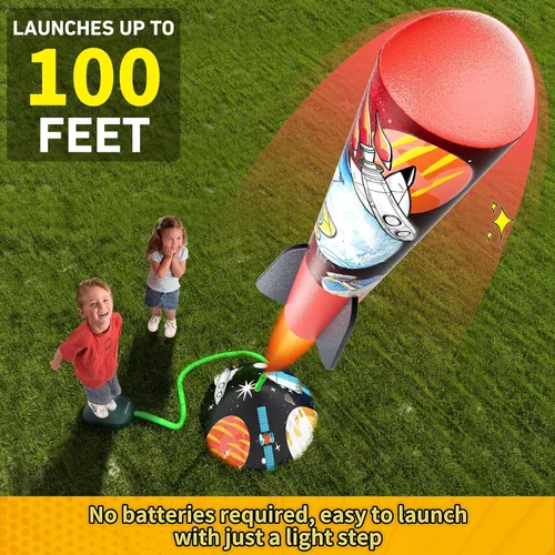 Miniatura 3 de Otoseth Lanzador de cohetes de juguete para niños - Lanza hasta 100 pies, 8 cohetes de espuma multicolor y soporte de lanzamiento ajustable