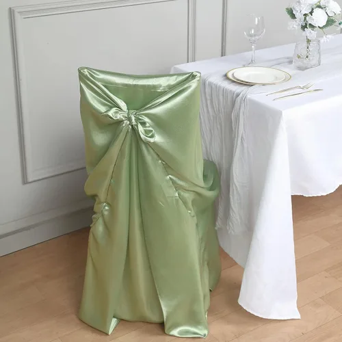 Miniatura 4 de Tableclothsfactory 100 fundas universales de satén sedoso blanco para sillas que se adaptan a todo tipo de sillas, eventos, comedores, fundas