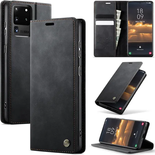 Miniatura 94 de Funda tipo cartera para iPhone 13 de piel tipo cartera con tarjetero y función atril, cierre magnético, bloqueo RFID, TPU a prueba de golpes