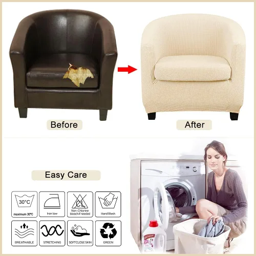 Miniatura 6 de Lellen Funda para silla de club con funda de cojín de asiento, fundas de sofá, fundas redondas para silla de bañera, funda protectora de sillón