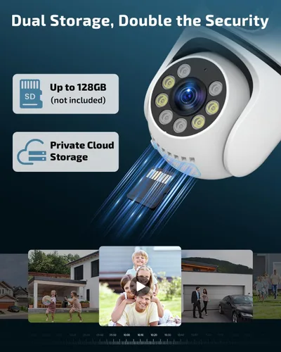 Miniatura 7 de OHWOAI Cámara de seguridad al aire libre inalámbrica de doble vista, cámaras de vigilancia 2.4G/5G WiFi PTZ con visión nocturna a