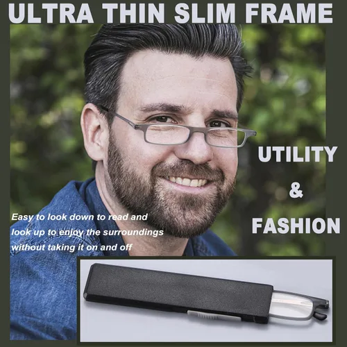 Miniatura 2 de touk Anteojos de lectura plegables anti luz azul UV, ultra delgados TR90 lectores con estuche compacto portátil para hombres y mujeres, 2
