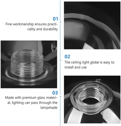 Miniatura 7 de Globo de luz de vidrio transparente esférico pantalla de cristal G9 roscada burbuja para luz (4.724 in) lámpara poste sombra
