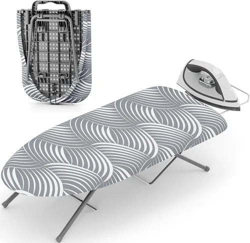 Miniatura 8 de KINGBOARD Tabla de planchar de mesa, tablas de planchar pequeñas con soporte para plancha, tabla de planchar plegable, cubierta extragruesa, tabla