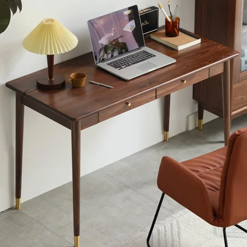 Miniatura 2 de Escritorios de oficina de nogal para computadora, escritorio de escritura con cajón, mesa de oficina para el hogar, sala de estar, dormitorio