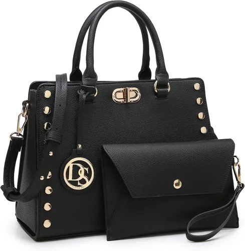 Dasein - Bolso de hombro tipo satchel para mujer, tamaño mediano, con asa superior, bolso de trabajo, con cartera a juego, set de 2 piezas