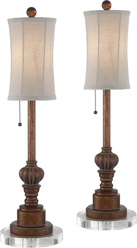 Miniatura 9 de Regency Hill Bertie - Juego de 2 lámparas de mesa estilo rústico francés tradicional de 28 pulgadas de alto, juego de 2 candelabros naturales