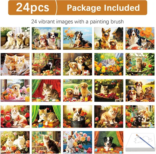 Miniatura 2 de ZOIIWA 24 piezas de productos de demencia para ancianos reutilizables, juguetes de pintura al agua, mascotas, perros, gatos, actividades de demencia