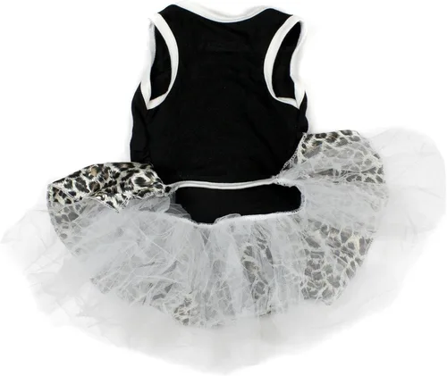 Miniatura 2 de Petitebella Vestido para perro cachorro con tema de leopardo liso (leopardo negro/beige, talla XS)