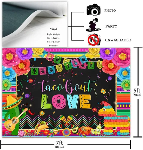 Miniatura 2 de Avezano Fondo de fotografía de boda con temática de cactus y flores de taco, fiesta mexicana, despedida de soltera, suministros de decoración