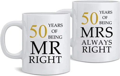 Kwieema 50 aniversario de boda para parejas, 50 aniversario dorado para padres, 50 aniversario de boda, tazas de café, abuelos, parejas, taza de