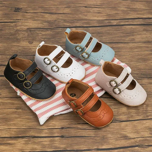 Miniatura 2 de Meckior - Zapatos bajos y livianos para bebés estilo Mary Jane con suela suave y lazo decorativo para vestidos de princesa o bodas para niñas que