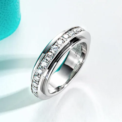 Miniatura 5 de AnuClub Anillos giratorios de moissanita chapados en 14 quilates, 0.079 in, color D, VVS1, bandas para ansiedad de moissanita para mujeres y hombres