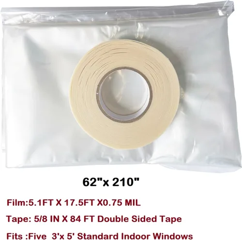 Miniatura 3 de Kit de película aislante para ventana FonsBleaudy para mantener el frío fuera Kit de película retráctil aislante para ventana (para 5 ventanas)