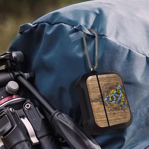 Miniatura 24 de Carveit Funda de madera para AirPods Pro de 2ª/1ª generación, grabado artístico de madera e incrustación hecha a mano, cubierta de TPU a prueba
