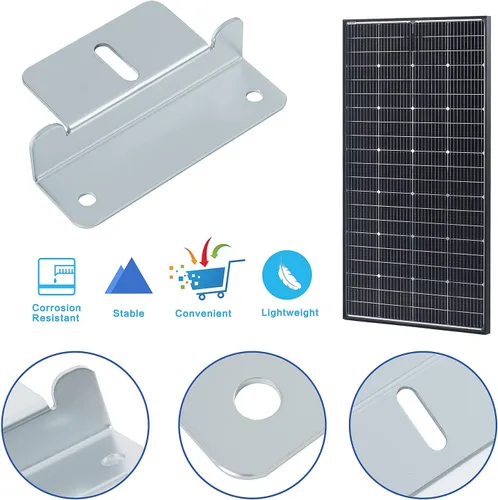 Miniatura 2 de JJN Soportes de montaje en panel solar, 1 juego de 4 unidades de soportes de montaje de panel solar, soportes de aluminio ligero sin corrosión