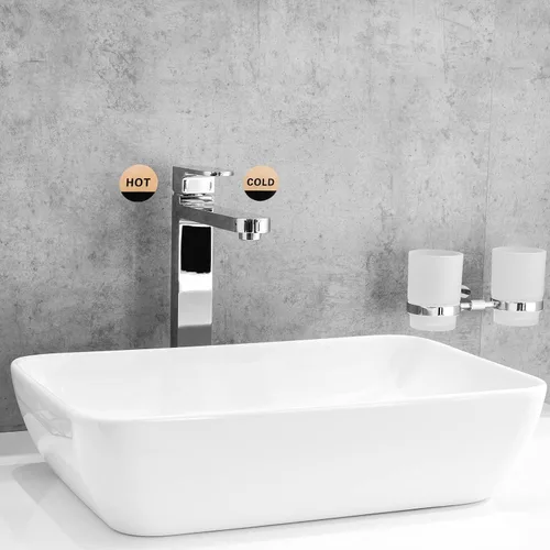 Miniatura 6 de PATIKIL Etiqueta autoadhesiva para agua caliente/fría, paquete de 5 pares/10 calcomanías redondas acrílicas para fregaderos de grifos, dorado/negro