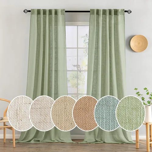 Miniatura 20 de MIULEE Cortinas de lino blanco de 108 pulgadas de largo para dormitorio, sala de estar, cortinas de ventana con textura de lino suave y grueso, Lino