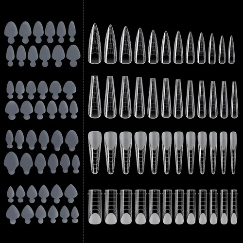 288 piezas de forma de uñas dobles con adhesivo de silicona francesa, kit de moldes de doble sistema reutilizable para uñas de línea francesa guías