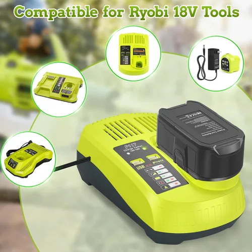 Miniatura 6 de Paquete de 6 baterías de litio de 6.0Ah 18V compatibles con Ryobi RB18L50 P108 P102 P104 de alta capacidad con indicador LED