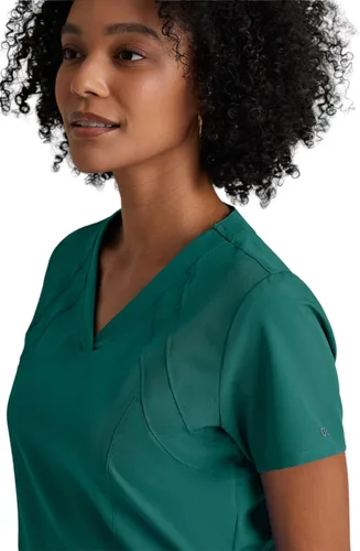 Miniatura 5 de Camiseta BARCO ONE para mujer con 4 bolsillos, cuello en V, camiseta sanitaria elástica por los 4 lados