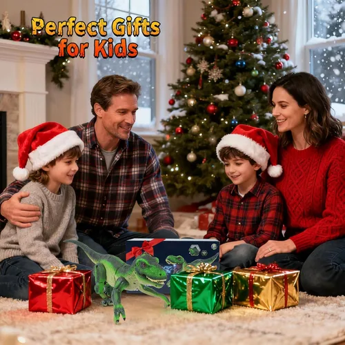 Miniatura 8 de Funbud Juguete de Dinosaurio con Control Remoto para Niños - Regalos de Cumpleaños para Edades 3 4 5 6 7 8 9 10 11 12 Años, RC Dinosaurio Caminante