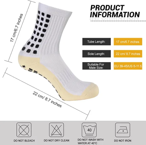Miniatura 2 de Ultrafun 5 pares de calcetines de fútbol para hombre, calcetines de agarre acolchados antideslizantes para deportes de fútbol y baloncesto