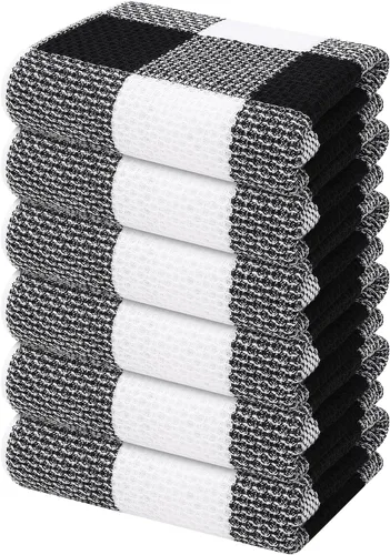 Miniatura 31 de Mordimy Toallas de cocina 100% algodón con tejido de gofre, 13 x 28 pulgadas, paños de cocina súper suaves y absorbentes para secar platos, paquete