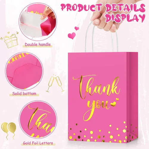 Miniatura 5 de Tinlade 30 bolsas de regalo de agradecimiento con papel de seda dorado con asa para graduación, negocios, compras, boda, ducha, regalos de fiesta