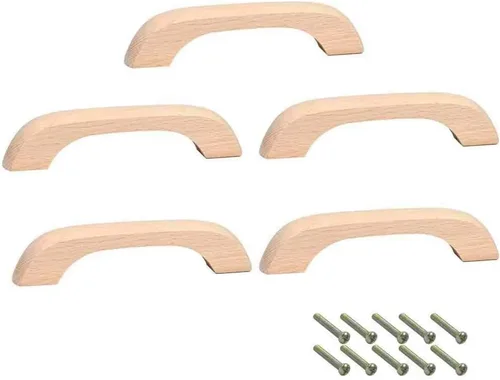 Miniatura 8 de Paquete de 10 pomos redondos de madera para cajones con acabado marrón rojo y marrón en forma de hongo para gabinetes de cocina, muebles, aparador