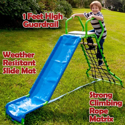 Miniatura 5 de Wonkawoo Tobogán de 5 pies para niños de metal independiente para patio de recreo al aire libre, interior, juego de tobogán para patio trasero
